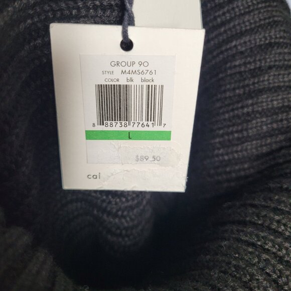 Calvin Klein black ribbed knit timeless classic minimalist turtleneck sweater L - Picture 4 of 8